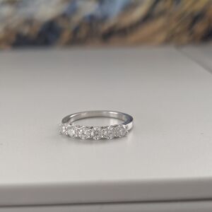 .925 Classic Silver 6-Stone Moissanite Band - Women's Jewelry